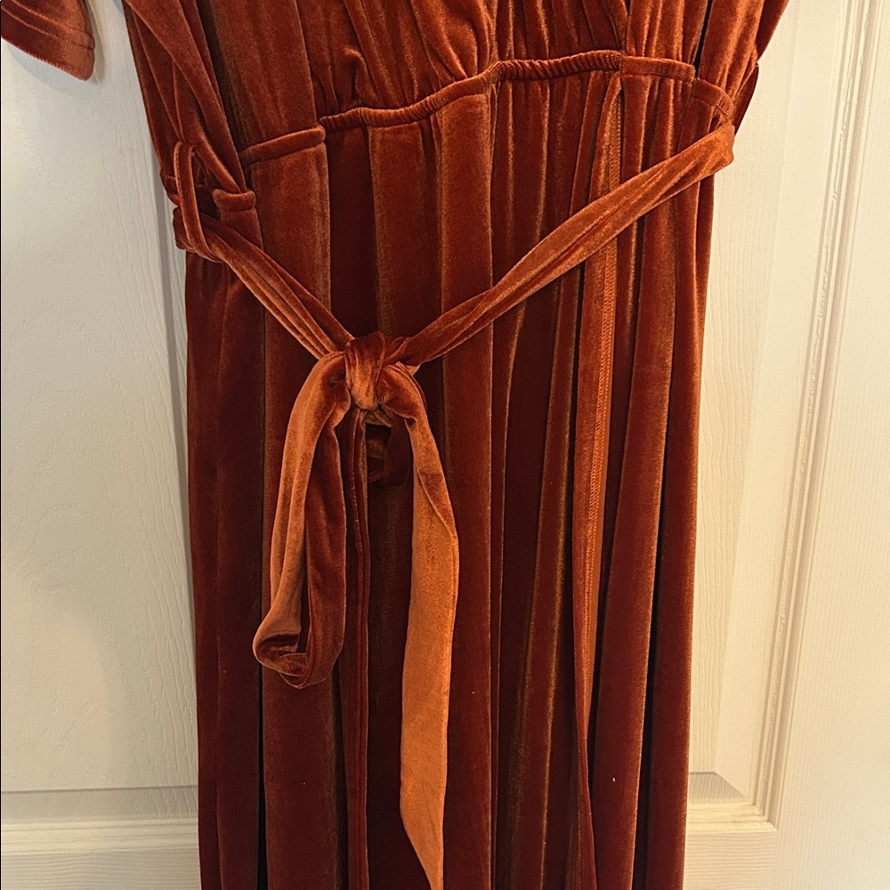 Baltic Born Meghan Velvet Wrap Maxi Dress in Rust - Picture 3 of 7